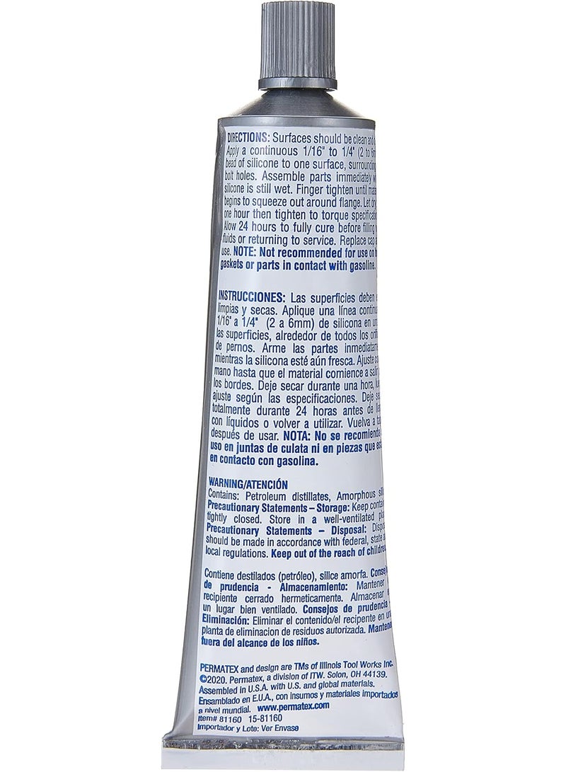 بيرماتكس 81160 سيليكون RTV أحمر عالي الحرارة للحشيات، 3 أونصات - Image 3